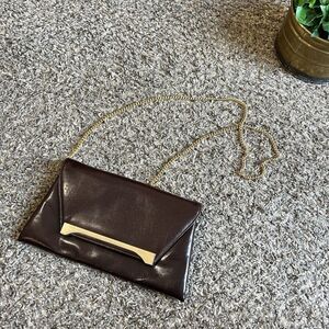 Vintage Susan Gail Clutch Shoulder Crossbody Leather Purse Bag Brown